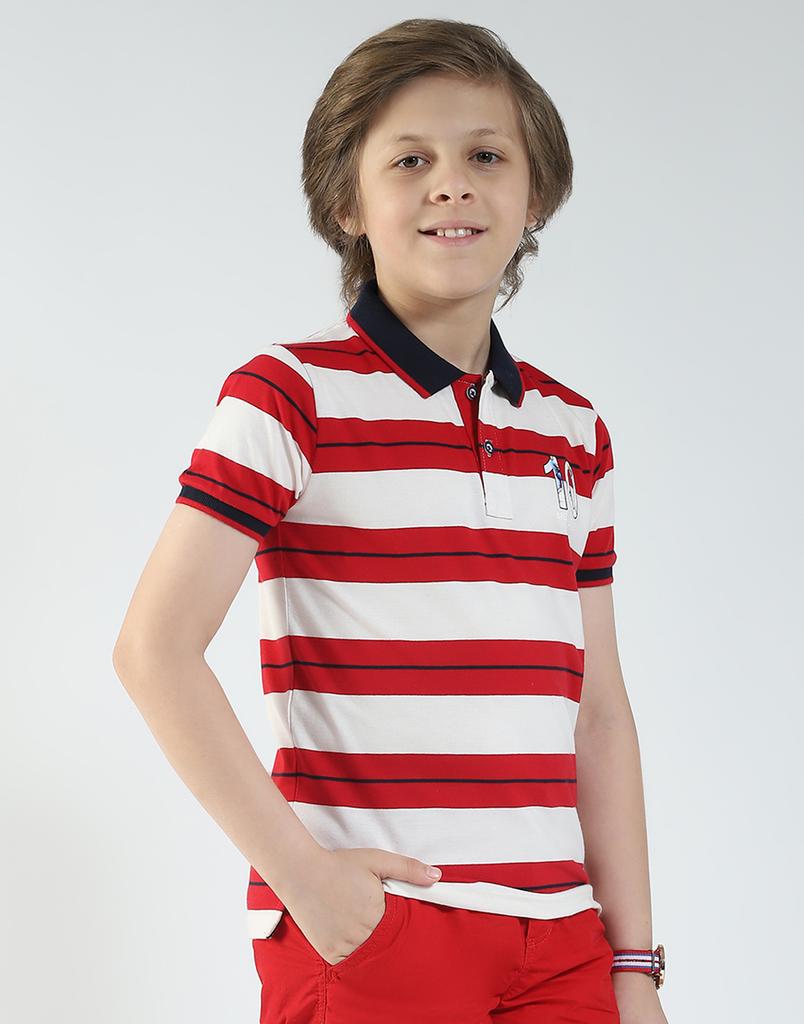 Monte Carlo Boys Striped Collar Neck T-Shirt