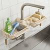 Plastic Sink Drain Rack Hanging Large Capacity Sink Faucet Organizer Adjustable Space Saving Soap Drainer Bathroom