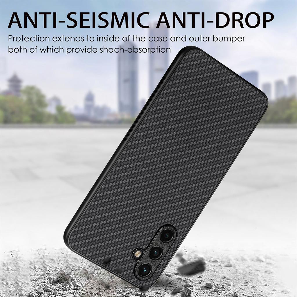 For Samsung Galaxy A54 5G Carbon Fiber Texture PU Leather Coated TPU Protective Case Anti-scratch Cell Phone Cover