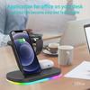 Suport de încărcare fără fir 3 în 1 cu lumină LED inteligentă Stație de andocare de încărcare rapidă de 15 W pentru iPhone Samsung S22 S21 Galaxy Watch 5 4 Buds Pro