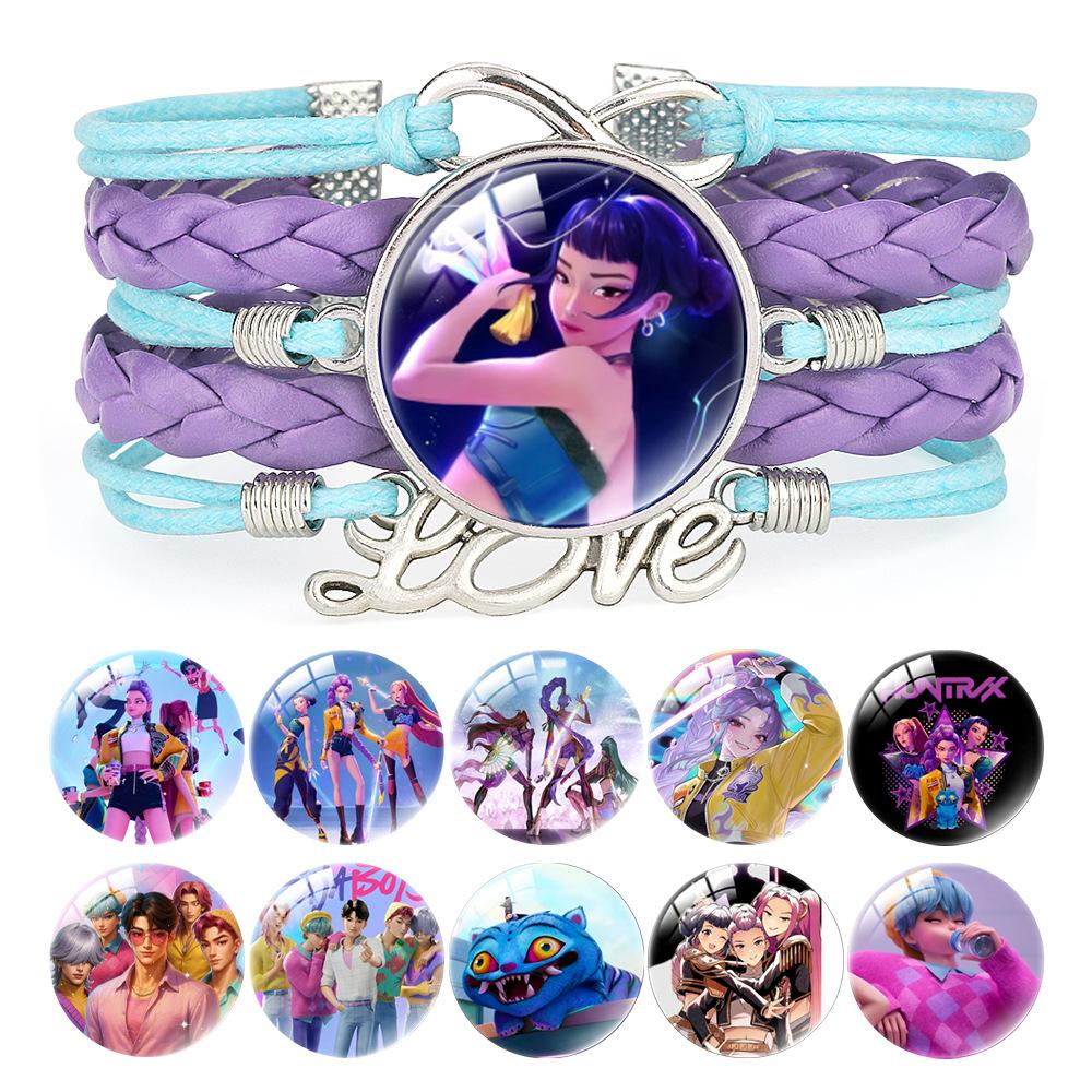 Kpop Demon Hunters Beaded Cartoon Anime Bracelet Pendant Beaded DIY Bracelet Bangle Girls Jewelry Kids Gifts