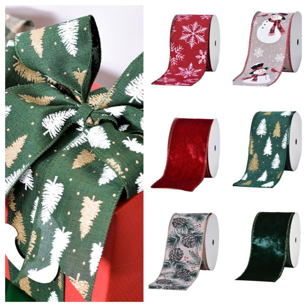 9Metres/roll Christmas Tree DIY Wreath Bows Ribbons Cartoon Gift Packing Ribbons For DIY