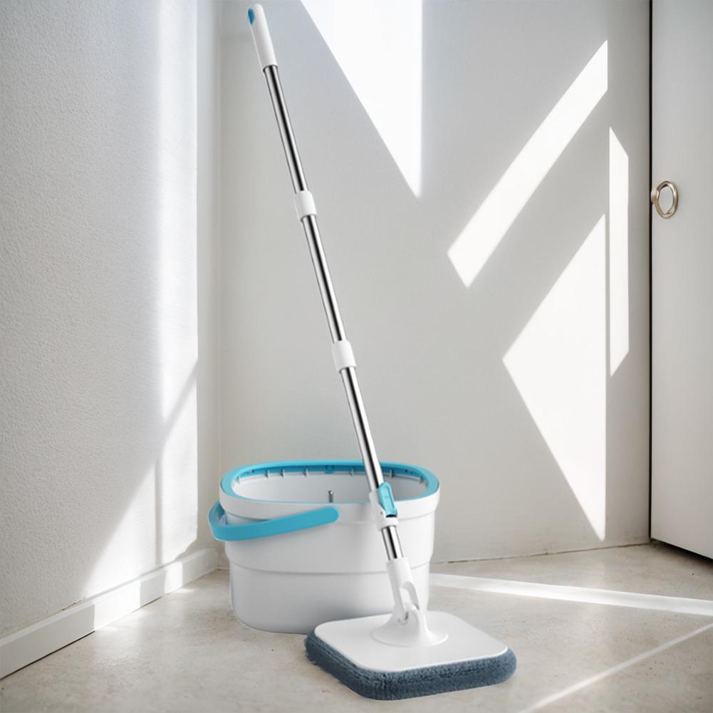 Microfiber Spin Mops Bucket with 4 Replaceable Mop Pads Separation Dirty and Clean Water Wet and Dry Mop 360 Rotating Square Mop