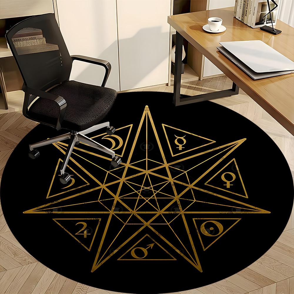 1pc Astrology Symbols Office Round Area Rug, Indoor Mat Suitable For Office, Under Office Chairs Bedroom Living Room Home Decor, Room Deco