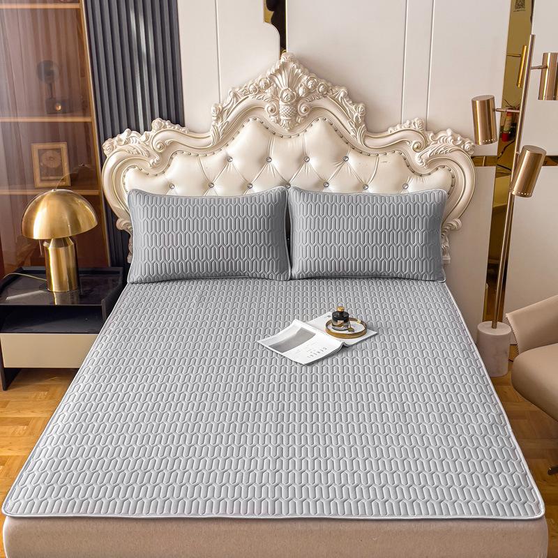 

New Latex Summer Mat Kit Cooling Feel Bed Pad and Pillowcase Cold Sleeping Bed Mat for Summer Breathable Folding Cool Mat 120x200cm 2 pcs set серебряный серый