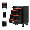 Mobile Metal Tool Cabinet with 4 Drawers, 508 mm (20 Inch), and Ball-Bearing Drawer Slides, Organizing Steel Tool Box – Black-Red