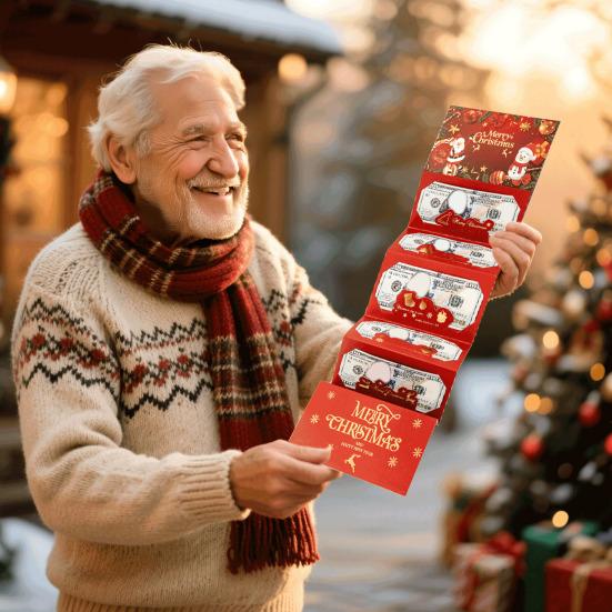 Christmas Cash Gift Envelopes with 6 Slots DIY Money Holder And Gift Card Organizer Holiday Surprise Cash Envelope for Men Women Girls Boys Kids