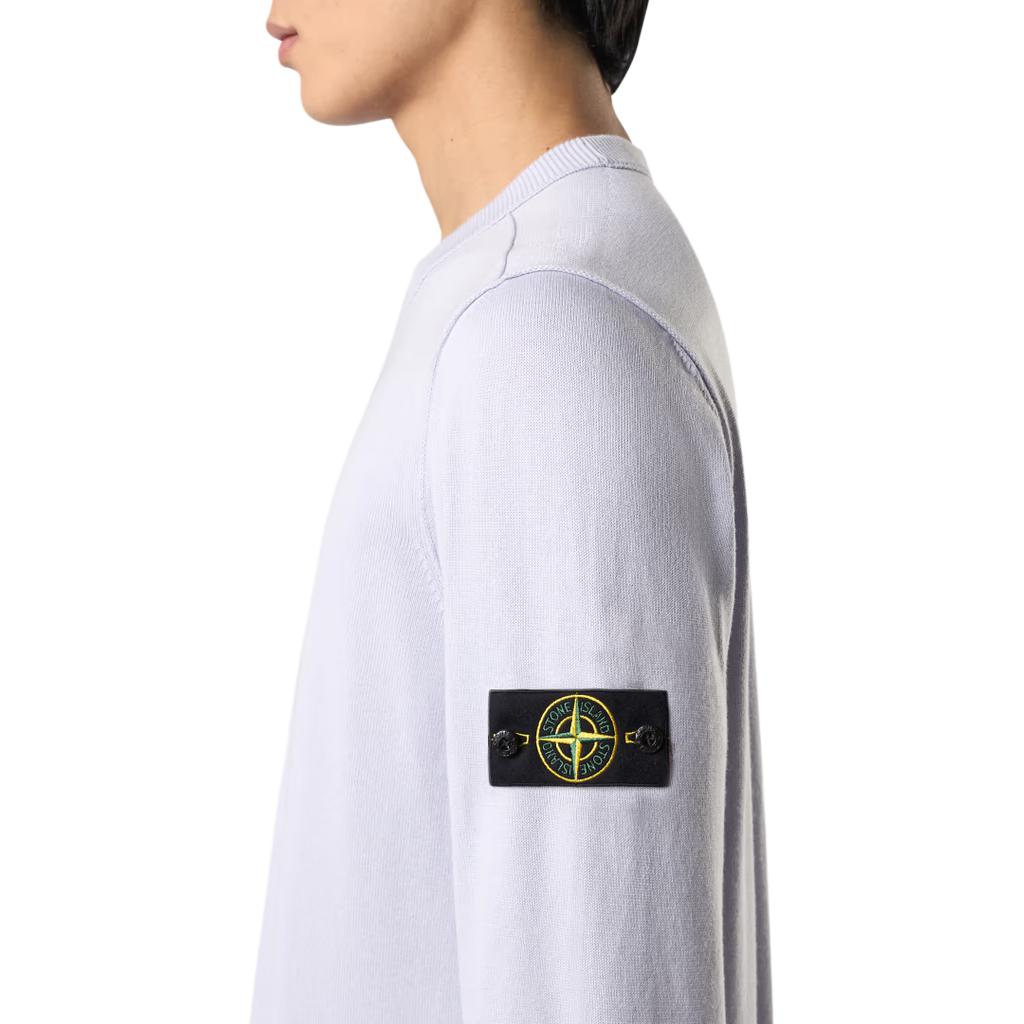 Stone Island Badge Crew Neck Long Sleeve Sweater Men sweater Lilac K1S1551000-53S00B2-V0088