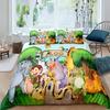 Sött Apor Påslakanset Tecknad Vilda Djur Mönster Sängkläder Set Grön Träd Täckesöverdrag Djurliv Överkast