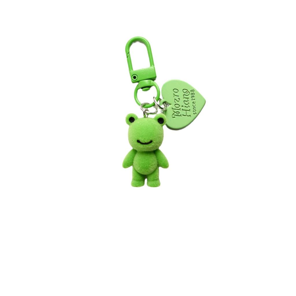 Funny Flocked Frog Keychain Pendant – Cute Decorative Car Accessory