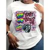 European Size Women's T-Shirt with 80s 90s Raised Me Retro Pop Art Print, Neon Colors And Cassette Tape Design, Perfect for 90s Themed Parties