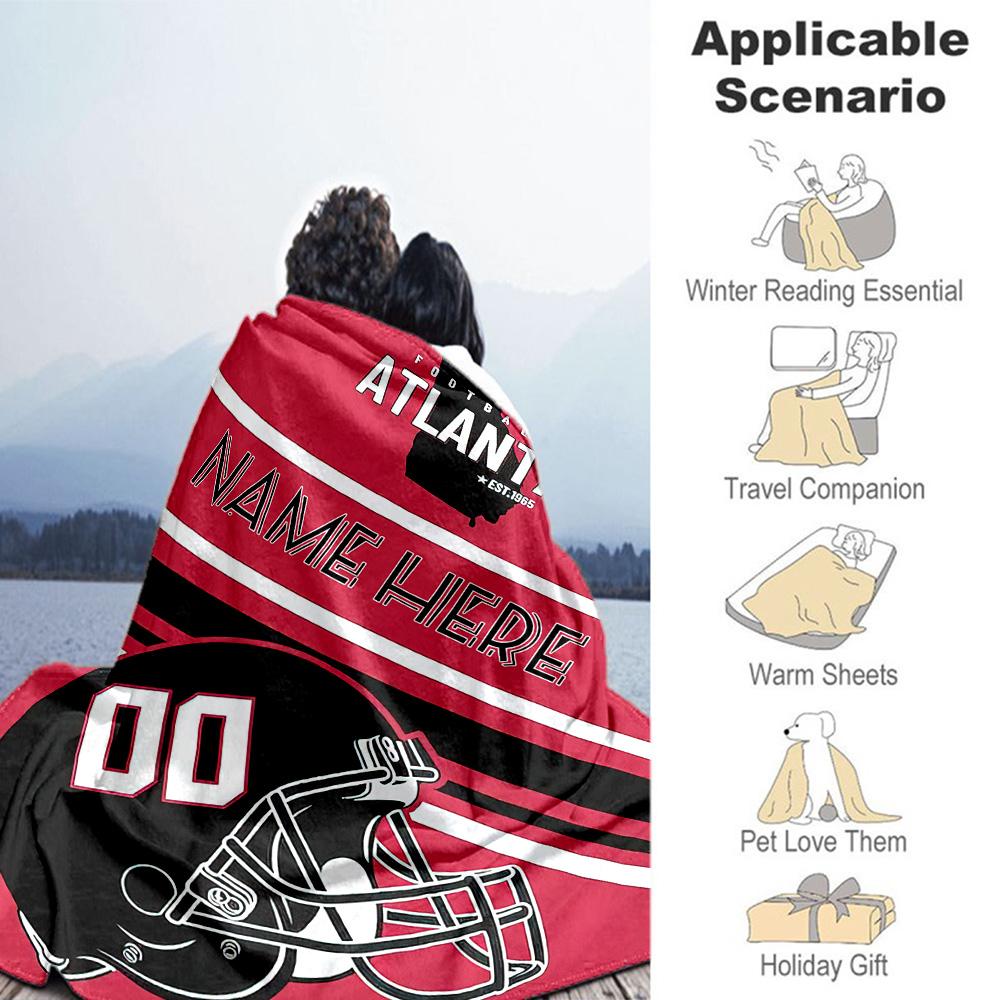 Atlanta Football Fans Personalized Text Blanket Multi-purpose Personalized Blanket Soft & Cozy Throw For Bedding Living Room Office Chair Bed