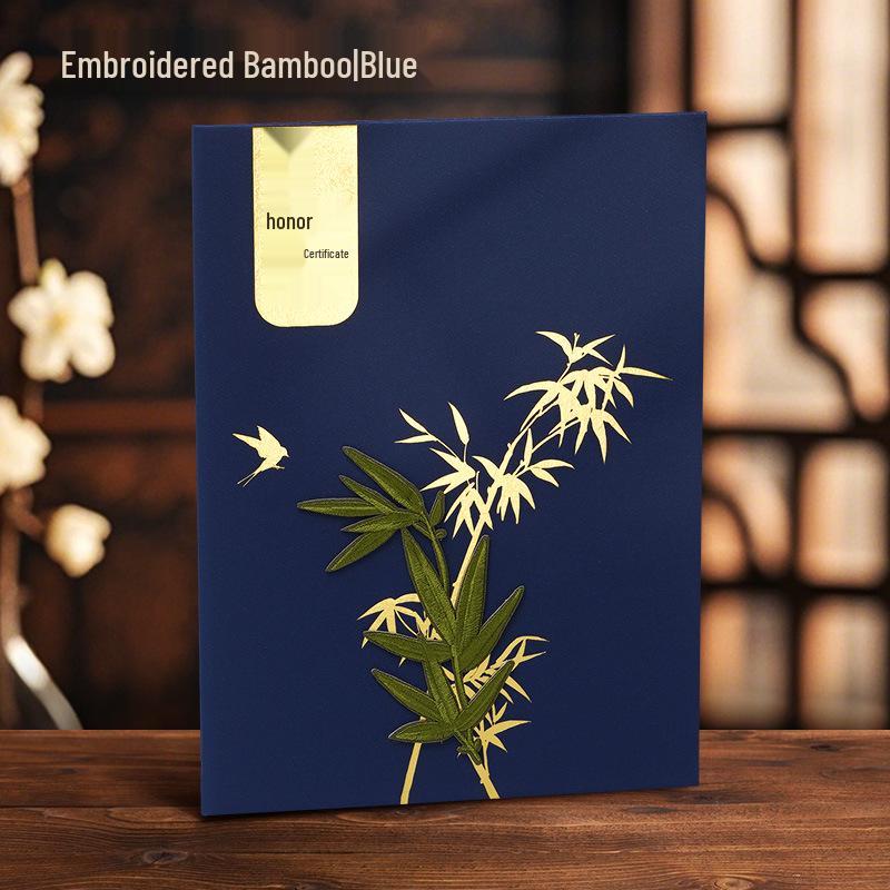 Custom Embroidery and Hot Stamping Award Certificate Cover with A4 Inner Page Printing