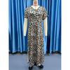 Summer Women's Crew Neck Short Sleeve Printed Maxi Dress, Casual Ladies Long Dress for Women European American Crossbody Apparel