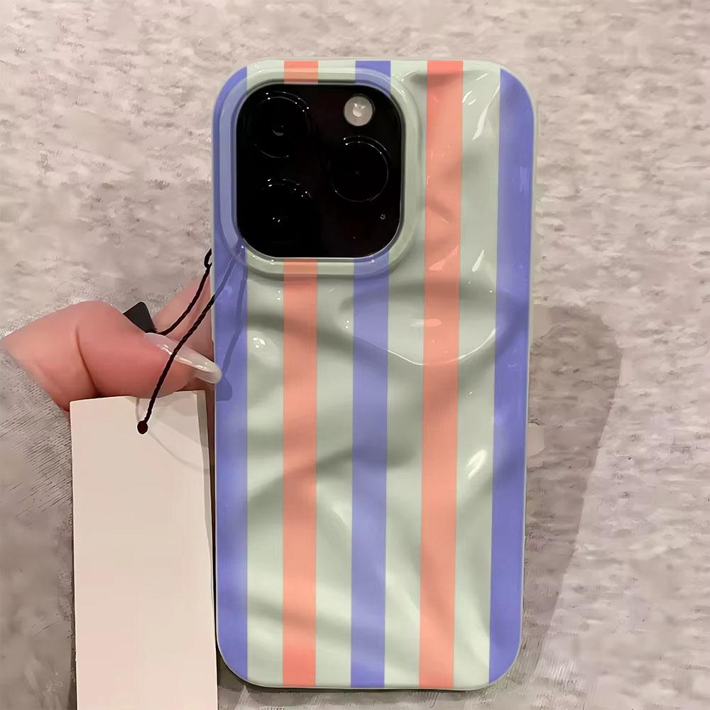

Blue And Pink Stripes Pattern Phone Case For iPhone 17 16 15 14 11 12 13 Pro Max XR 16 Plus 17 Air Shockproof Silicone Cover iPhone 12 Pro