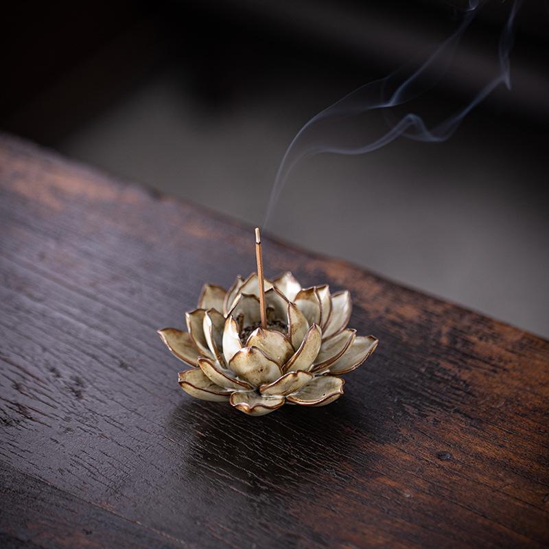 Keramik Ge-Ofen handgefertigt Lotusfaden Räucherstäbchen Räucherständer Haushalt Innenbereich Retro Sandelholz Agarholz Räucherstäbchenhalter Ornament