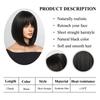 Bob Black Synthetic Wig with Bangs for Women Afro Short Dark Straight Wigs Cosplay Halloween Natural Hair Lolita Heat Resistant