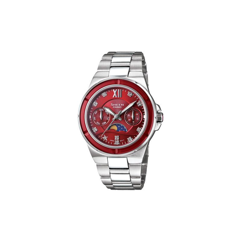 Casio SHEEN solar movement stainless steel strap Japanese and Korean watch women s watch red dial SHE-3500D-4A красный