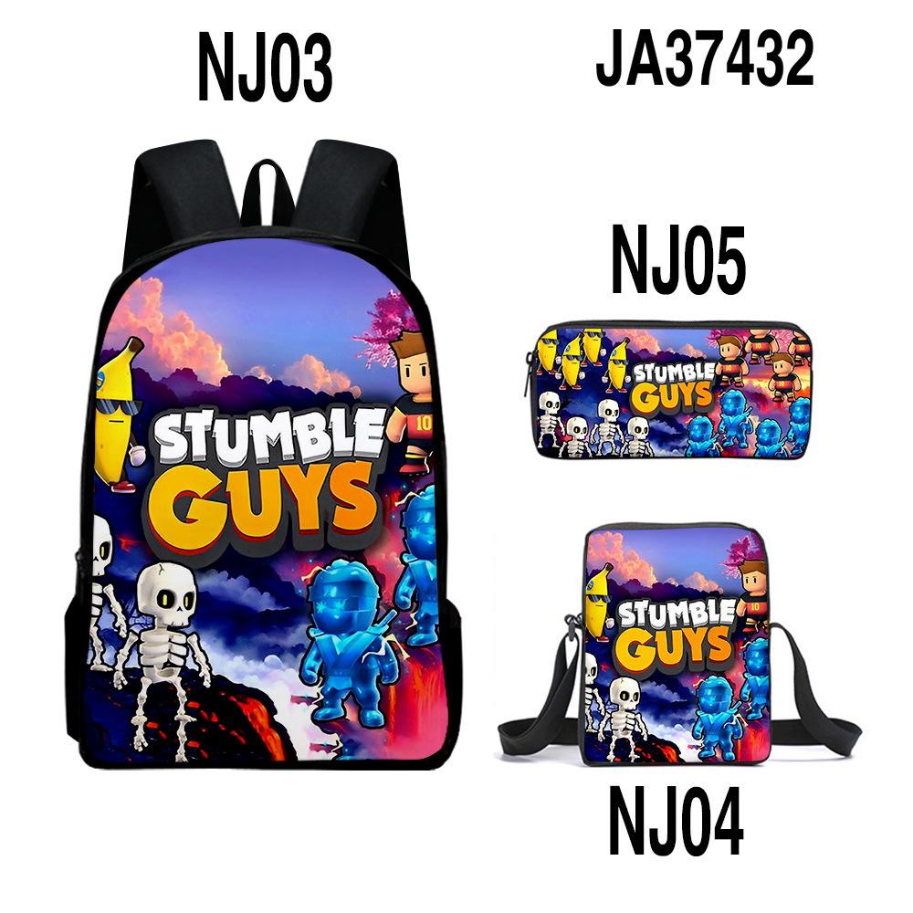 Stumbleguys Collision Party School Bag Backpack Pencil Bag Small Satchel Three-Piece Set pencil case