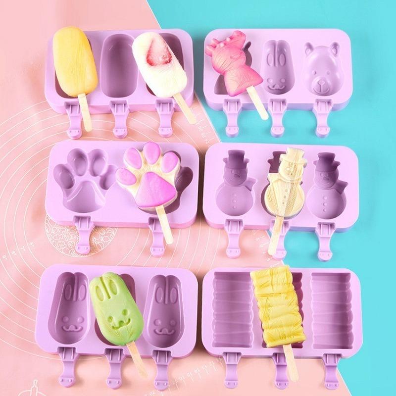NEW 3D DIY Magnum Silicone Ice Cream Cake Popsicle Mold Handmade Popsicle Mold Tray Barrel Maker Mould Molde Helados Silcona
