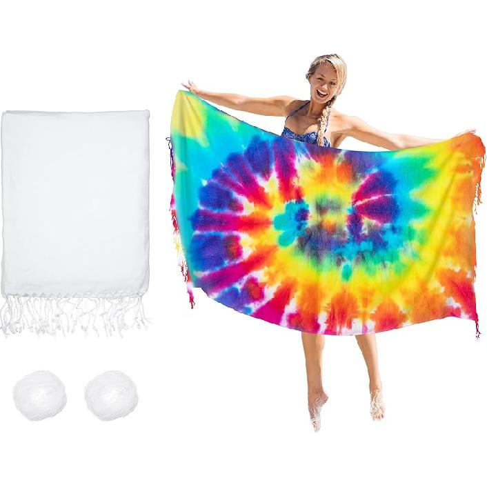 Turkish Beach Towels for Tie-dye Oversized White Beach Towel for tie dye Party 71x39 Lightweight Beach Blanke for Bath Towel Travel Towels with tie 1 PCS