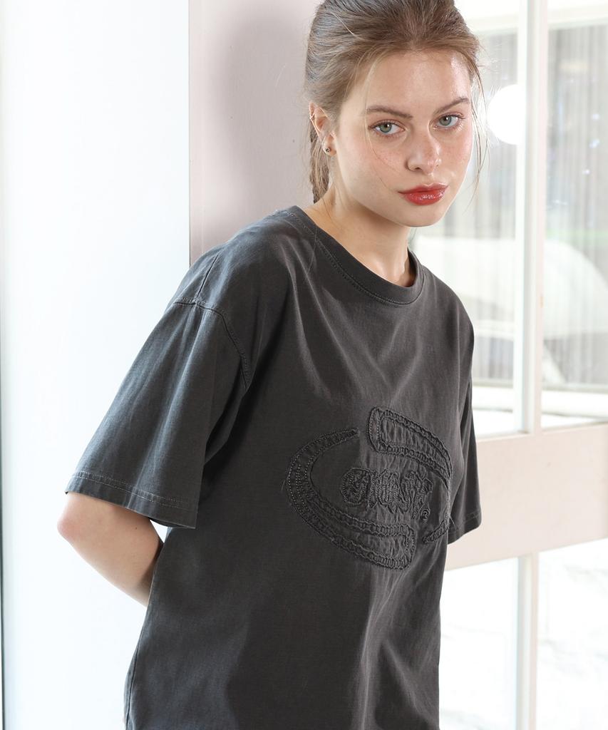 GHOST REPUBLIC Applique Embroidery Pigment Short Sleeve T-Shirt Gt-373