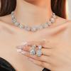 3pcs Women's Zircon Set Rhinestone Earrings Necklace New Wedding Party Luxury Fashion Accessories-4068