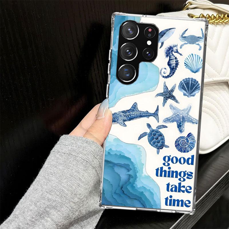 Ocean Starfish Sea Turtle Shark Case for Samsung Galaxy S25 S24 S23 S22 Ultra Soft Phone Cover S25 Edge S21 Plus S20 FE S10 + Bl
