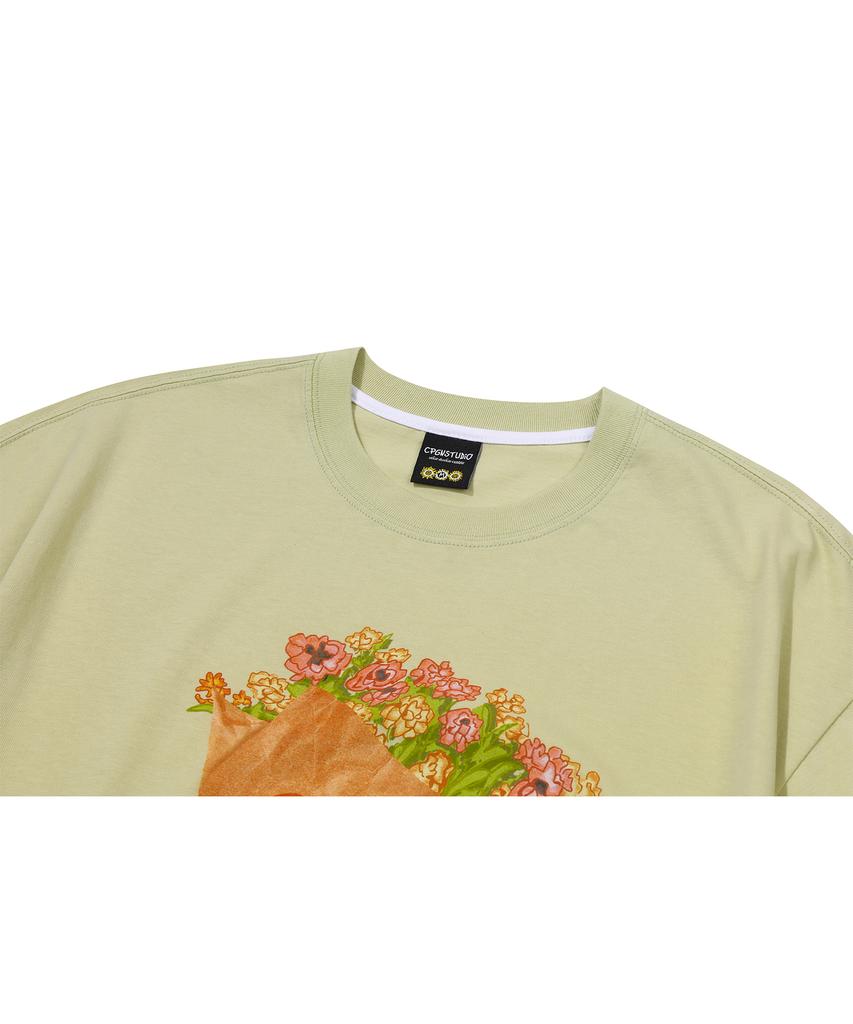 CPGN STUDIO Dtp Petit Flower Short Sleeve T-Shirt Olive