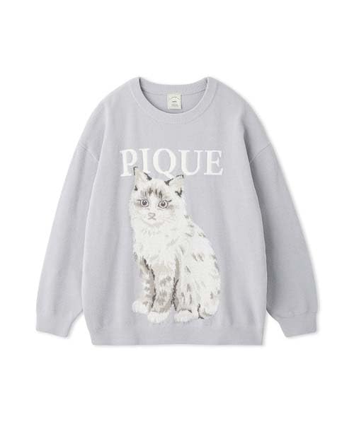 Gelato Pique CAT JQD Pullover PWNT244065 Blue Free Size Women's
