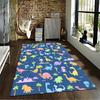 Kids Dinosaur Pattern Carpet with Colorful Animals and Blue Background Suitable for use as an anti-slip for living room bedroom sofas