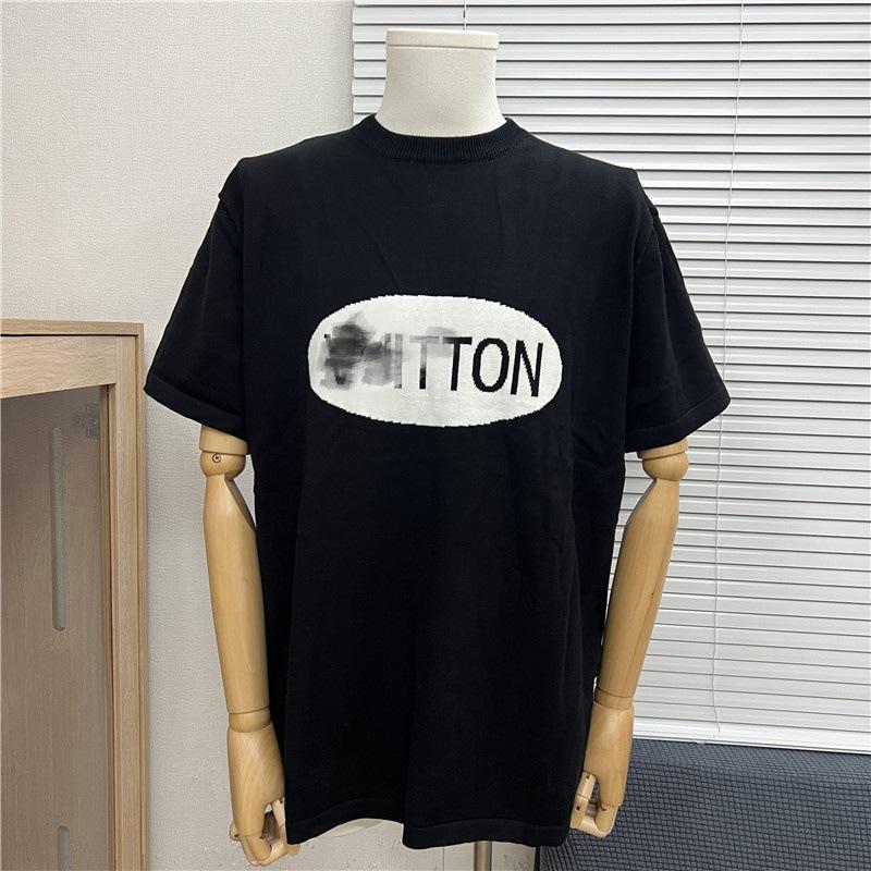 2025 Vår/Sommar Trendig Jacquardetikett Stickad Kortärmad Logotyp T-shirt