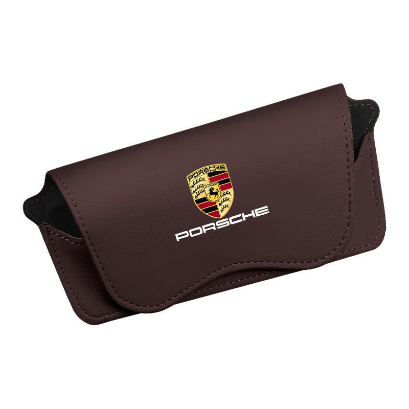 Car Sun Visor Glasses Clip Sunglasses Storage Case for Porsche Panamera Taycan 911 718 Macan Cayenne Boxster Cayman 918 Pajun