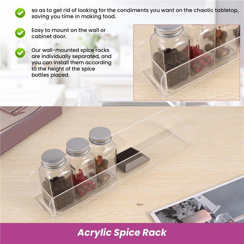 Aug. Wall Mounted Spice Rack Organizer,Clear Acrylic Spice Shelf Storage Holder For Wall Kitchen Pantry Cabinet Door 4 Pack