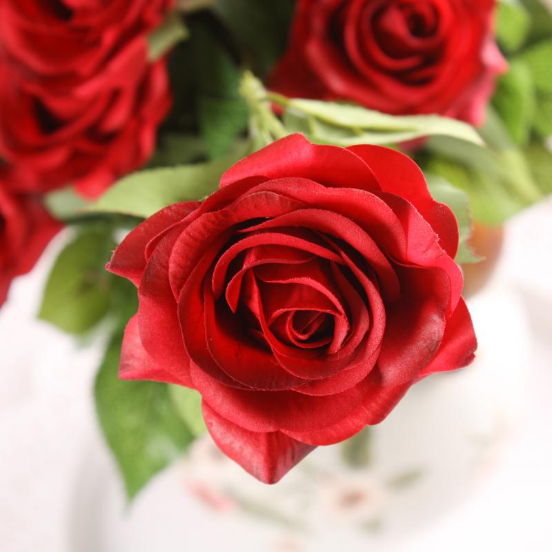 10Pcs Artificial Latex Roses Real Touch Flowers For Wedding Bridal Bouquet Home Decoration