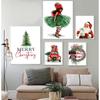 Frohe Weihnachten Cartoon Boho Mädchen Santa Wand Kunst Leinwand Malerei Nordic Poster Und Drucke Wand Bilder Baby Room Home Decor