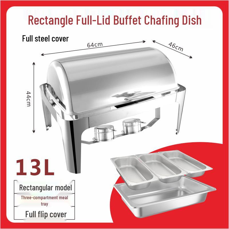 Gold-Plated Stainless Steel Chafing Dish with Glass Lid