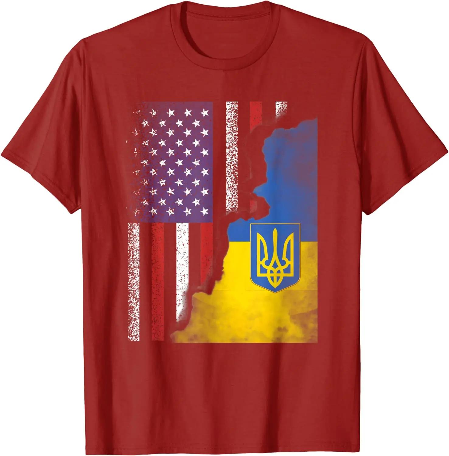 Ukrainian American Flag Ukraine Usa America Roots Men TShirt Short Sleeve Casual Cotton ONeck Summer TShirt S