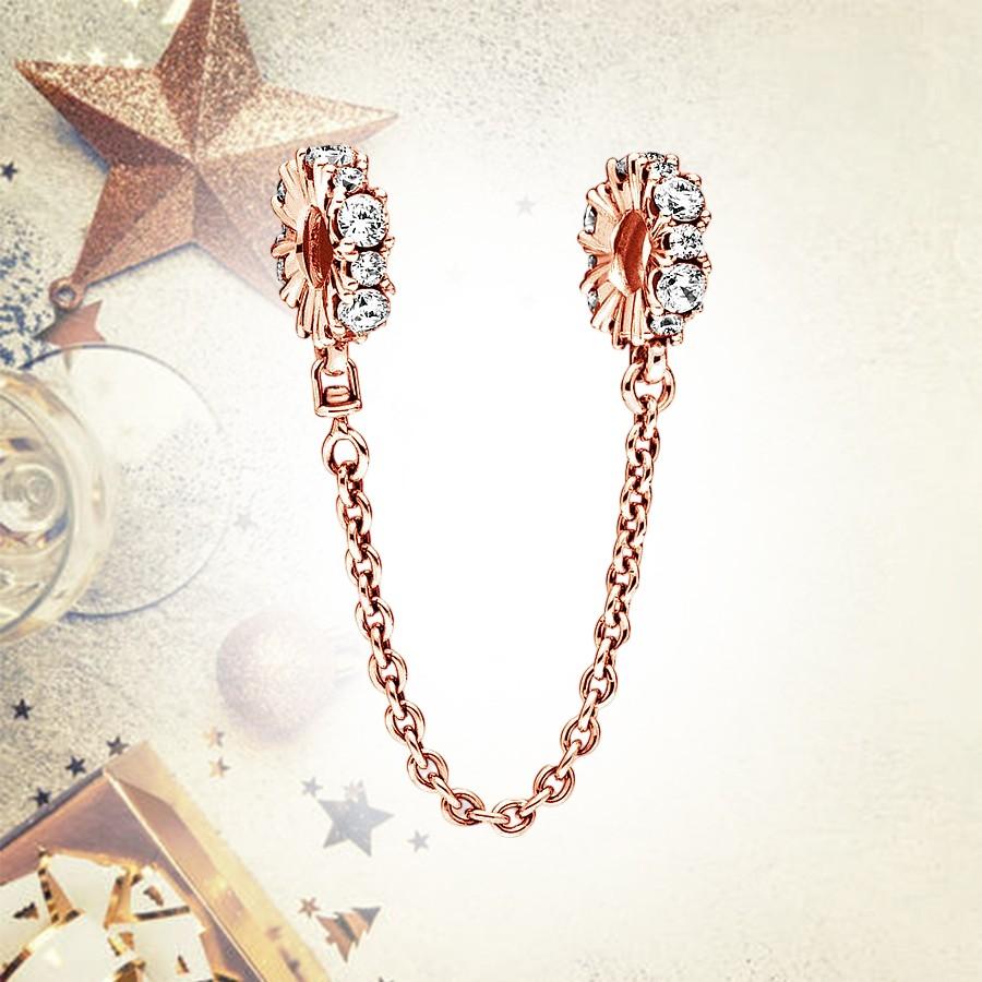 Sparkling Safety Chain Collection Charm Bead Charms Triple Clear Stone Safety Chain Safety Chain Clip Compatible With Authentic Bracelets Do It Yourse