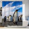 Adorable Penguin Shower Curtain Decor Printed Polyester Bath Decoration for Home Bathroom Accessories Set