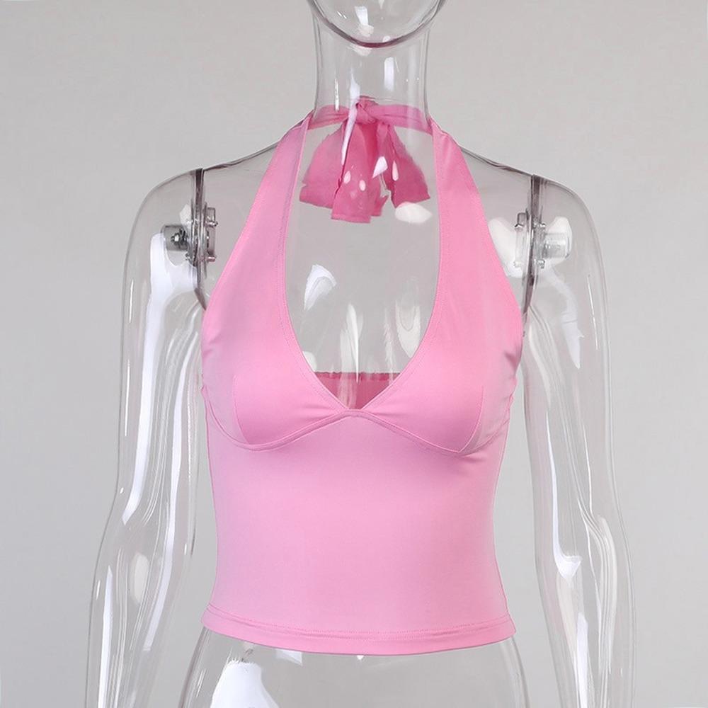 Kobiety Halter Camisole Damski podkoszulek z dekoltem w kształcie litery V Seksowne czołgi Obcisły gorset bez pleców Femme Topy