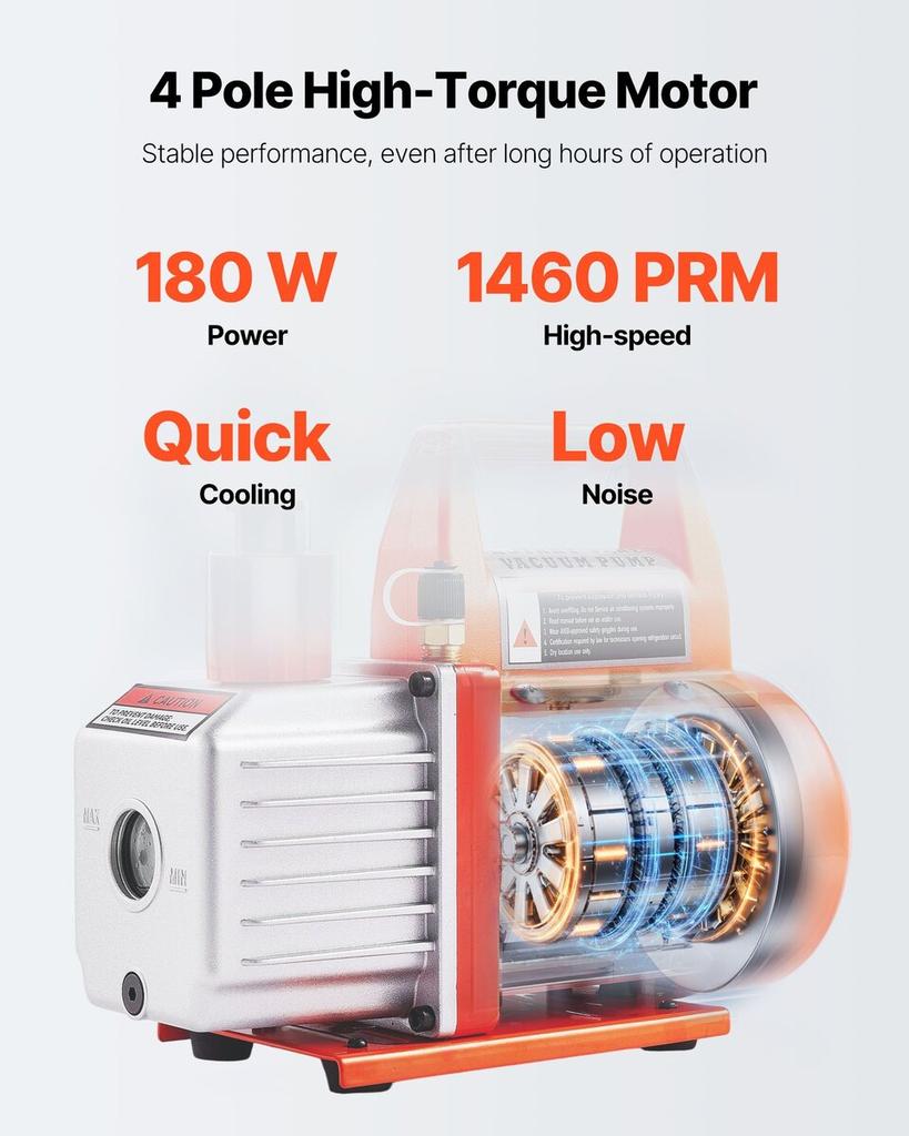 110L/min Single Stage Vacuum Pump 11.36L Stainless Steel Degassing Chamber