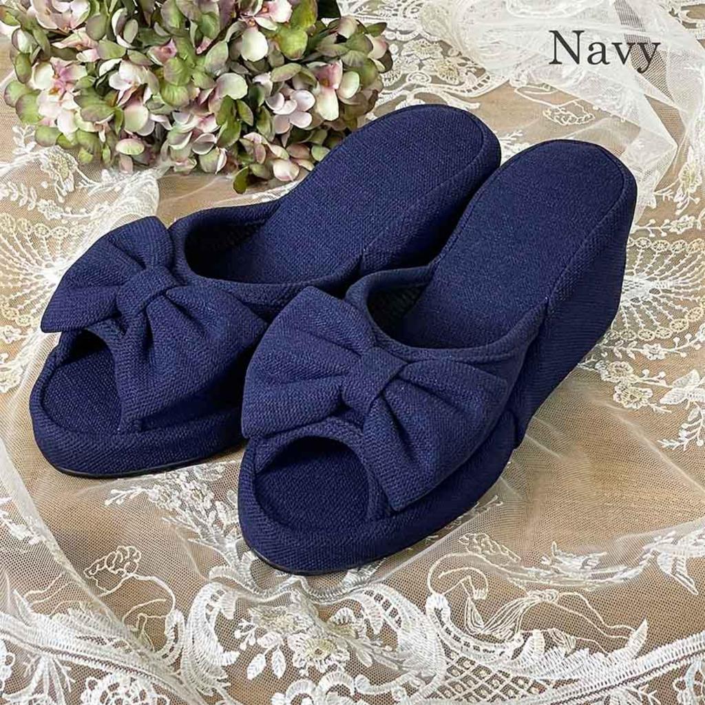 Vivienne Heel Room Size PVC Platform High Suitable for Beauty Salons and Nail (Vivienne) [8cm Shoes, Ribbon, Navy, 23.5cm] Sole, Slippers, Heels,