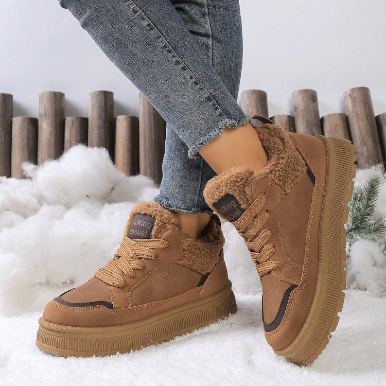 Large size warm snow boots for women's autumn and winter new velvet thickened retro fashion casual sports cotton boots for women