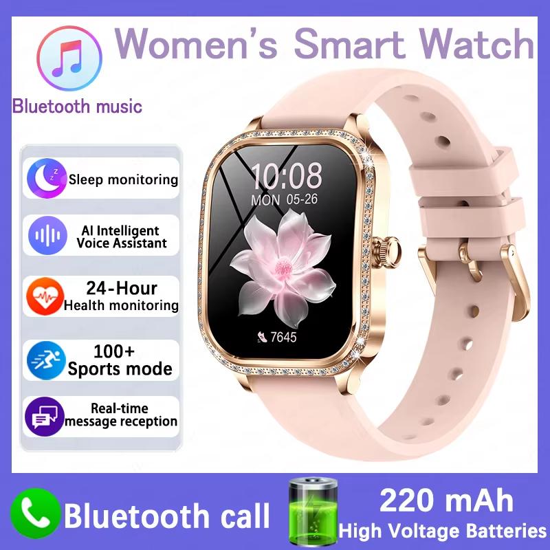 2025 New Smart Watch Women 1.75" HD Display Heart Rate IP68 Waterproof Sports Fitness BT Call Smartwatch for Lady Gift