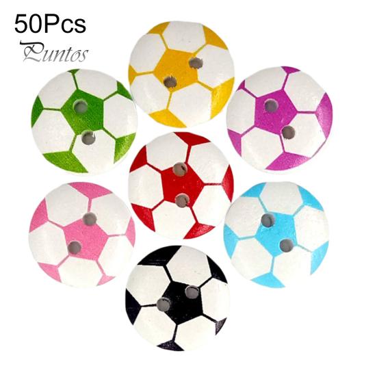 

50 шт. круглых деревянных пуговиц с 2 отверстиями для футбола и скрапбукинга