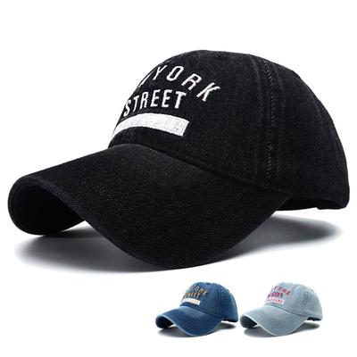 Unisex Vintage New York Embroidery Washed Denim Baseball Cap Adjustable Snapback Hat Sun Protection Visor Hats for Men Women