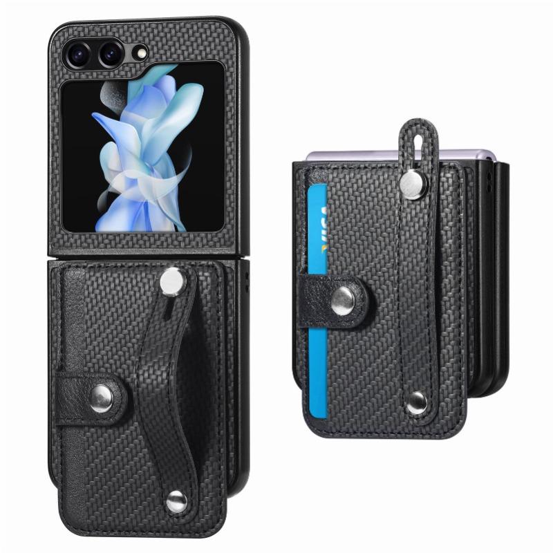 V 1 pouzdře na telefon s přihrádkou na kartu, náramkem, stojánkem Pro řadu Samsung Galaxy Z Flip