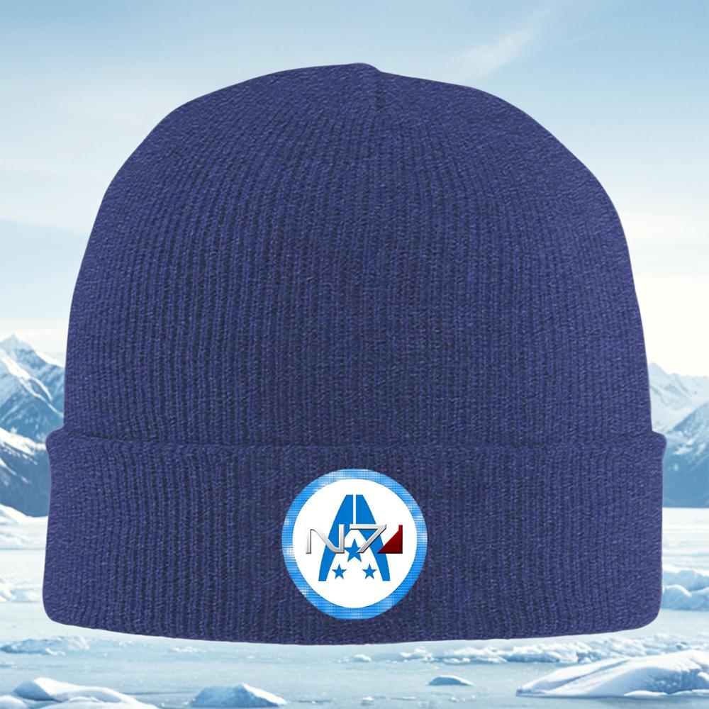

Blue A symbol stars red square N7 Men Women Unisex Knitted Hat Beanie Pullover Cap Winter Thermal Warm Christmas Outdoor Cycling