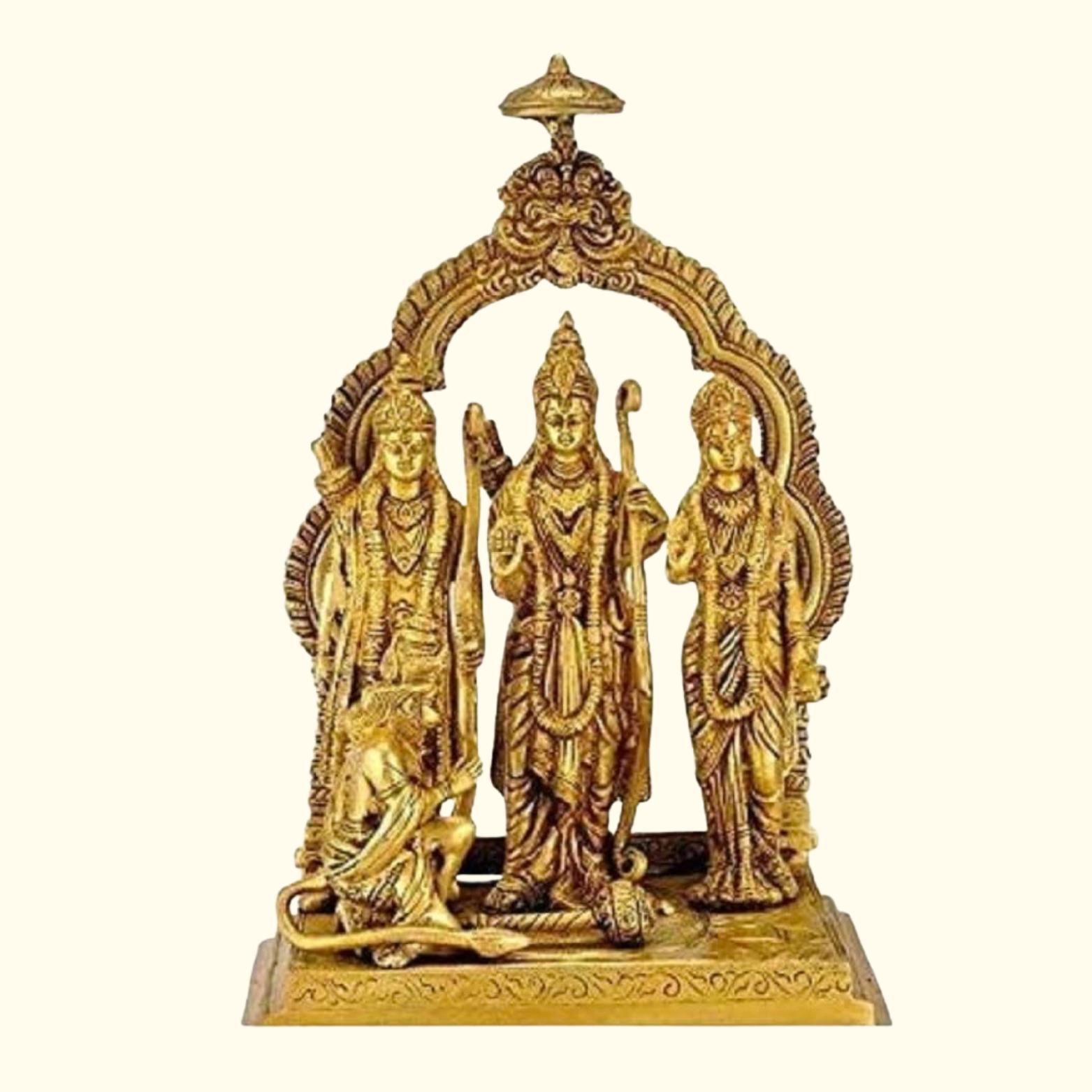 Shree Ram, Lakshman, Sita, Hanuman Ramdarvar Brass Puja Idol For Home - 14 Cm